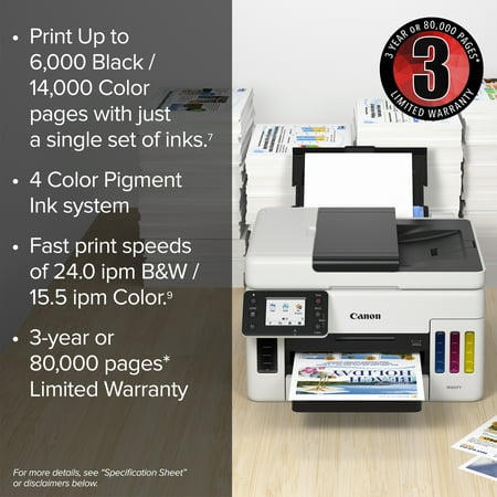 Canon - MAXIFY MegaTank GX6020 Wireless All-In-One Inkjet Printer - White