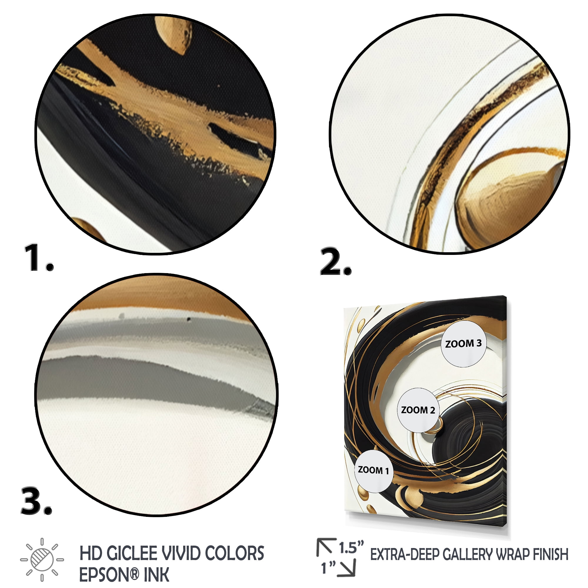Designart Gold Glamour Circle II Canvas Wall Art