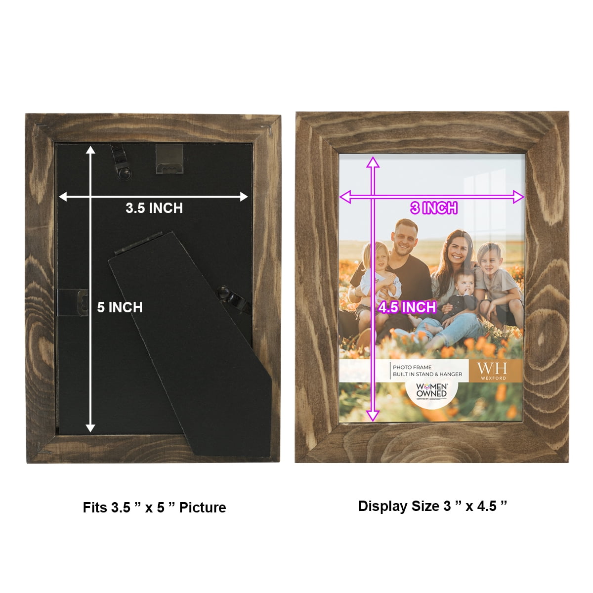 Wexford Home Woodgrain 3.5" x 5" in Walnut Picture Frame (Set of 6)
