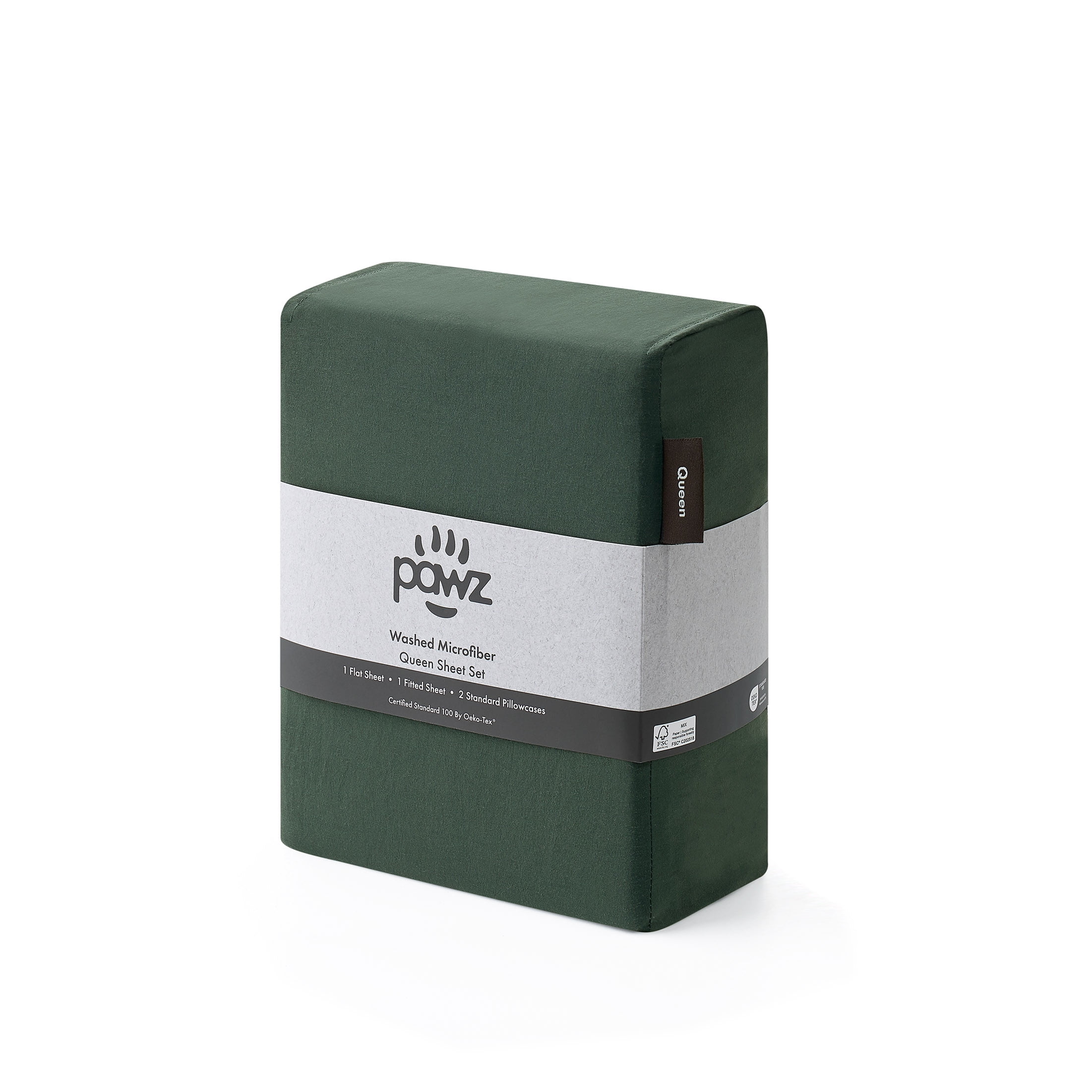 Pawz Pine Green Full Sheet Set, Soft Microfiber Bed Sheets with 2 Pillowcases, for Adults and Teens