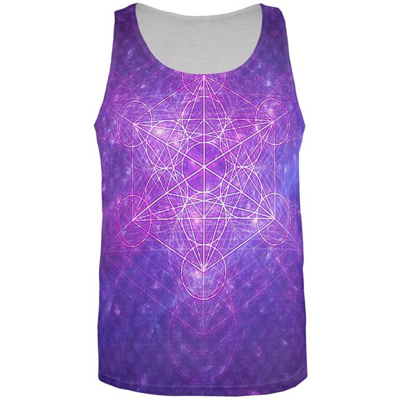 Sacred Geometry Metatron Cube Map of Creation All Over Mens Tank Top Multi 2XL