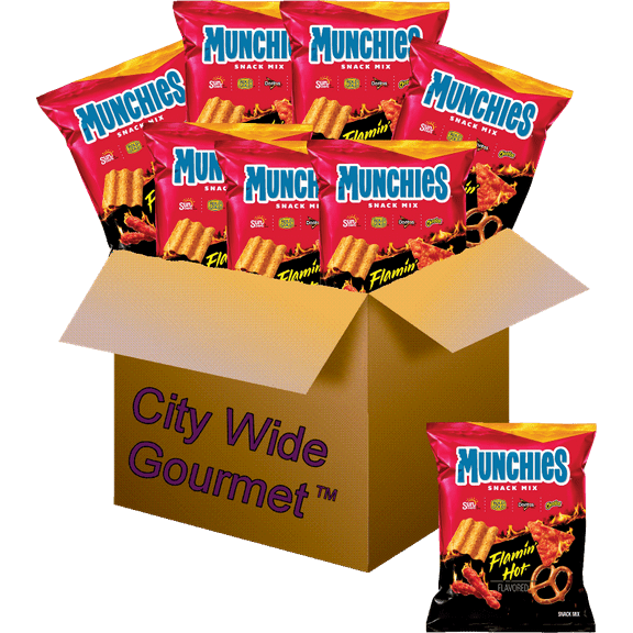 Munchies Flamin' Hot Snack Mix 2 ounce bags, (Pack of 8) , Bundled by City Wide Gourmet