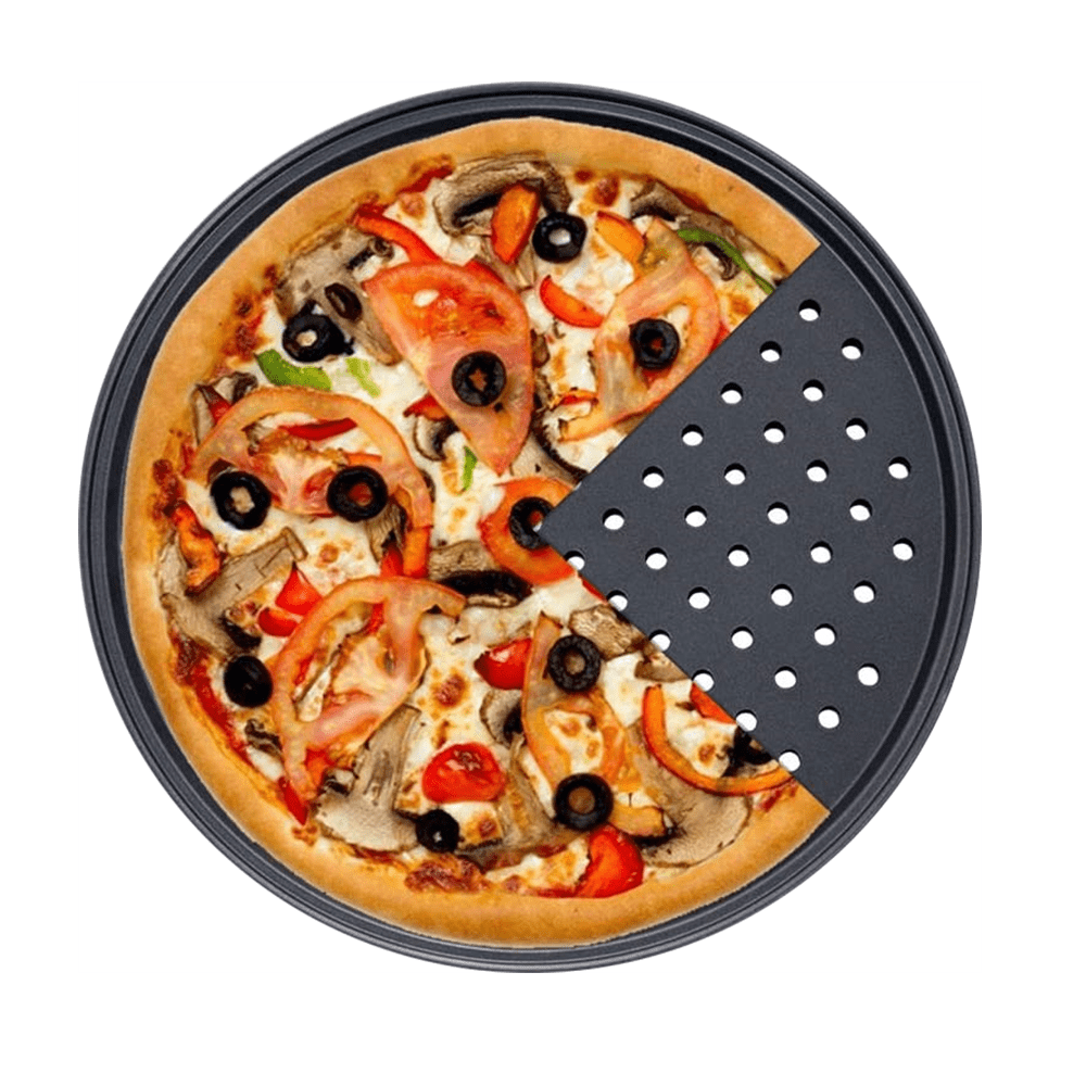 2x Non-stick Pizza Tray 12 Inch 30cm Carbon Steel Cakes Baking Round Oven Tray 