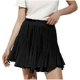 thumbnail image 5 of Besolor Women's Summer Mini Skirt Ruffle Elastic High Waist Cute Pleated A-Line Flowy Beach Short Skirt, 5 of 9