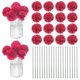 thumbnail image 1 of Uxcell Flores de Bola de Crisantemo Artificial, Ramos de Seda de Hortensia Falsos para el Hogar/Boda Rojo Rosa 30 Pack, 1 of 7