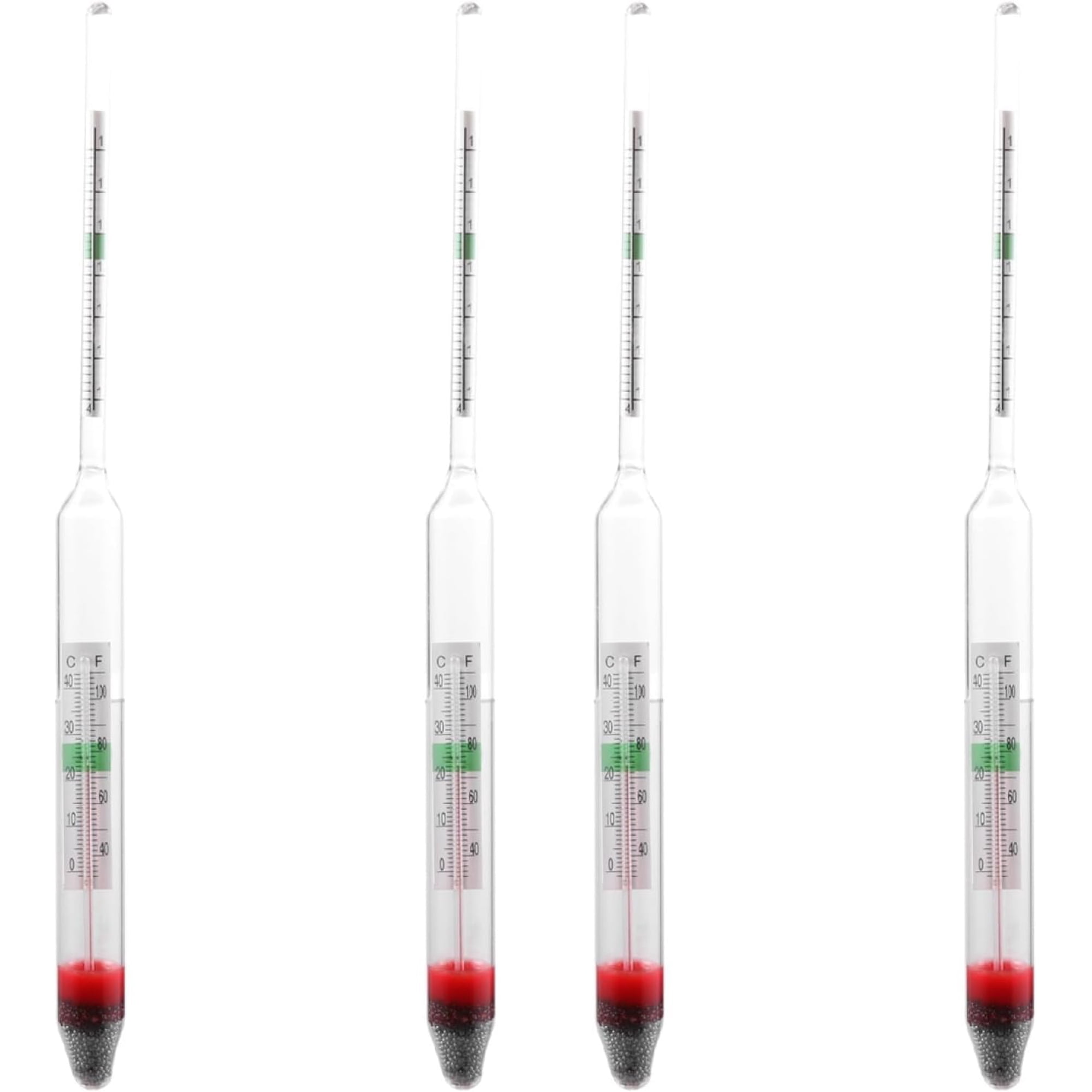ABCISI Glass Aquarium Hydrometer, 4 Pcs Fish Tank Hydrometer with Thermometer, Aquarium Glass Fish Tank Float Hydrometer(20 cm)