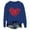Blue, variant on Womens Cute Love Heart Print Sweaters Round Neck Loose Fie Valentine Long Sleeve Pullover Tops