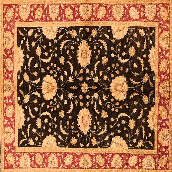 Ahgly Company Indoor Square Oriental Orange Industrial Area Rugs, 3' Square