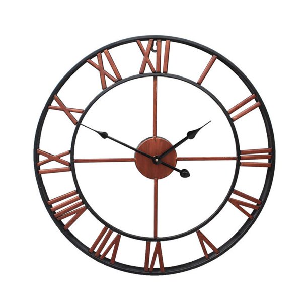 16"/23" Large Round Metal Wall Clock Giant Roman Numeral Outdoor Garden