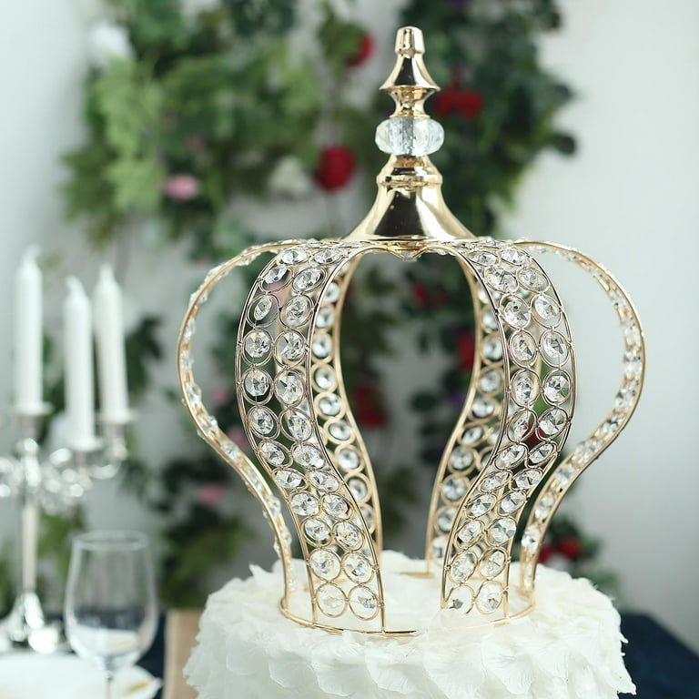 Efavormart 14 Crystal Metallic Royal Crown Cake Topper with 168 Acrylic Beads