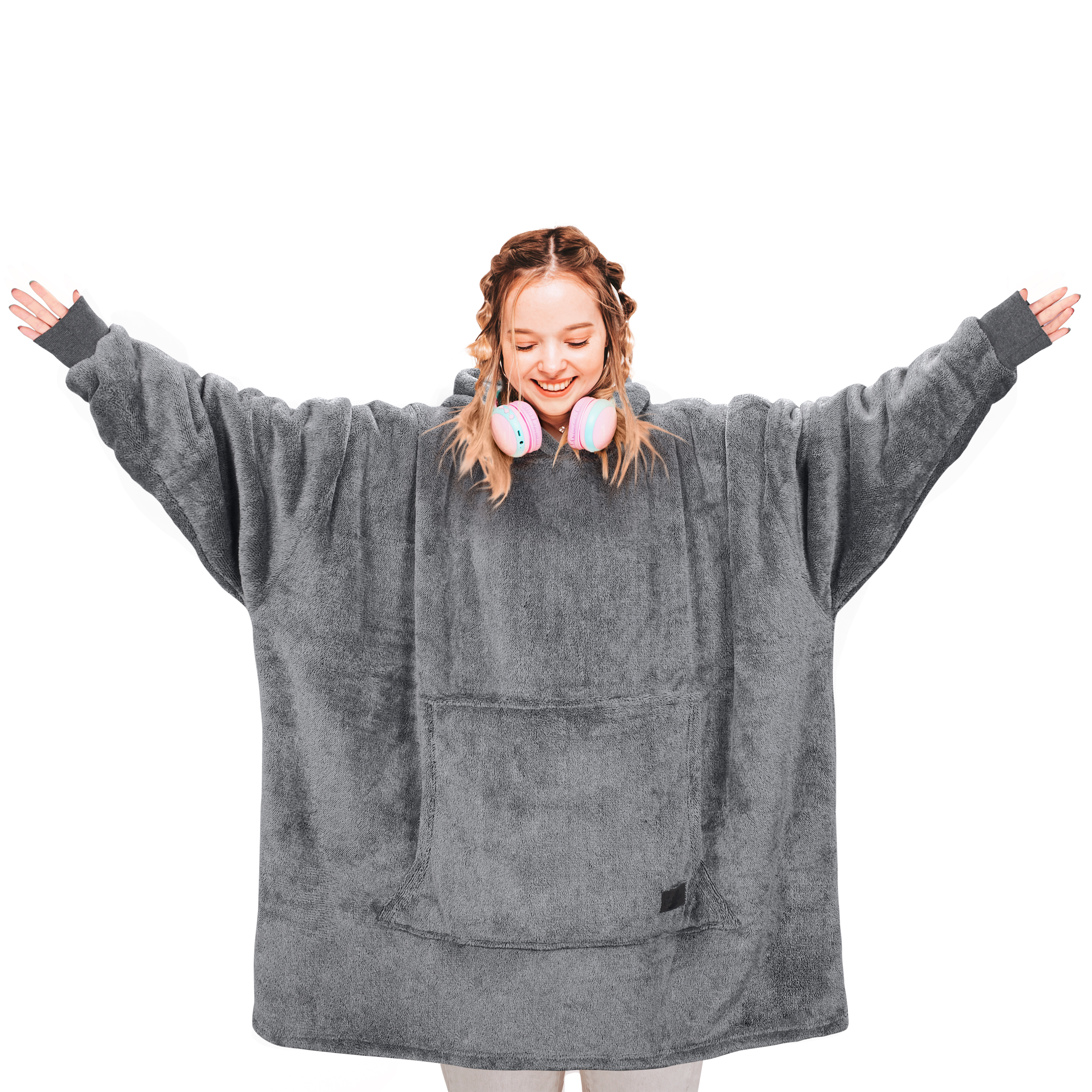 Solaris Oversized Sherpa, Unisex, Christmas Wearable Blanket Hoodie (Adult Women's Men's)