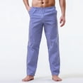thumbnail image 4 of UFOUND Mens Casual Home Pants Cotton Thin Striped Pajamas Medium Waist Loose Cotton Trousers Soft Loungewear, 4 of 5