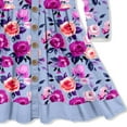 thumbnail image 2 of Millie Loves Lily Periwinkle Floral Dress with Decorative Buttons and Contrast Banding Big Girls,Size 6, 2 of 5