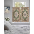 thumbnail image 4 of Boho Kitchen Curtains 45 Inches length, Green Brown Ethnic Tribe Abstract Vintage Western Window Treatment Curtain Drapes, Lightweight Window Panels for Living Room Bedroom, 52"x45", 2 Panels, 4 of 7