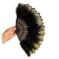 thumbnail image 2 of Velvet Feather Fan Dance Performance Prop Folding Hand Held Fans Paste Feathers Collocation Ornaments, 2 of 7