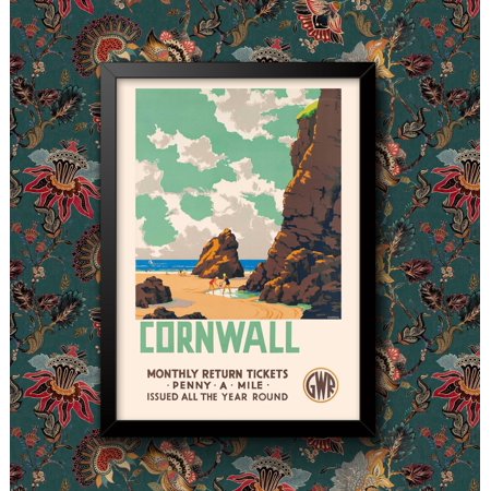 POSTER Vintage Cornwall Beach Wall Art Travel Railway Poster GWR -UNFRAMED