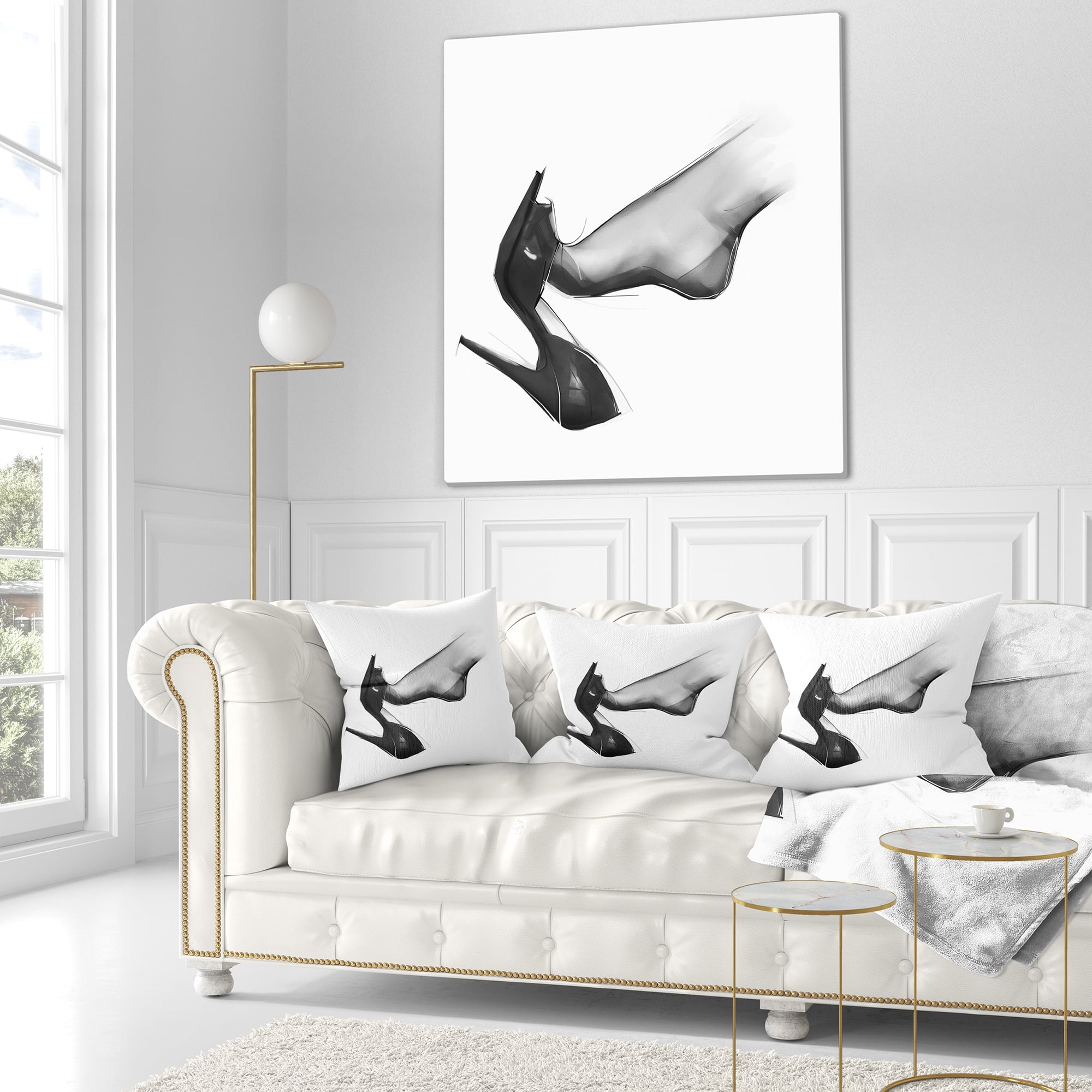Designart Leg Wearing High Heel Shoe - Abstract Portrait Throw Pillow - 18x18