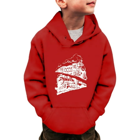 WOYY Toddler Boys Hoodie Train Print -Lined Hooded Sweatshirt Pullover Kids Shirt