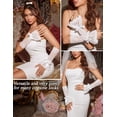 thumbnail image 3 of Avidlove Women Ruffle Bow Lace Gloves Fingerless Mid Elbow Sleeve Costume Wedding Opera Tea Party Prom Cosplay Gothic, 3 of 5