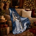 thumbnail image 3 of Majestic Gray Wolf Snow Moonlit Wilderness, Peaceful Mountain Lake Scene, Warm Flannel Blanket for Cabin and Lodge, Outdoor Lovers Camping Gift, Rustic Home Decor, 3 of 7