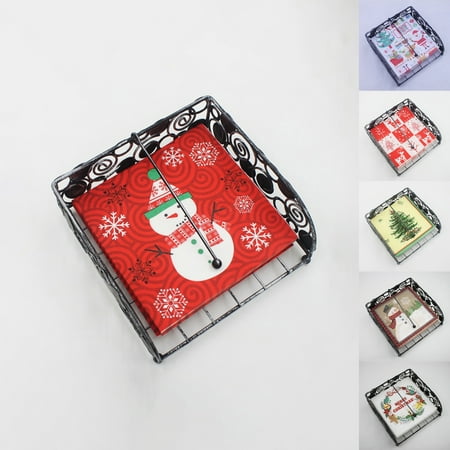 

20Pcs/Lot Facial Tissue Delicate Skin-Friendly Paper Soft Christmas Tree Wreath Printed Napkins for Party Red Paper