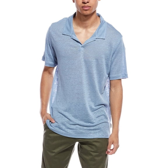 Onia mens Shaun Linen Polo Shirt, s, Blue