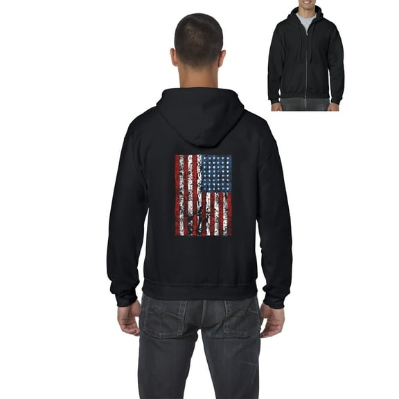 IWPF - Men's Sweatshirt Full-Zip Pullover - American Flag 4th of July