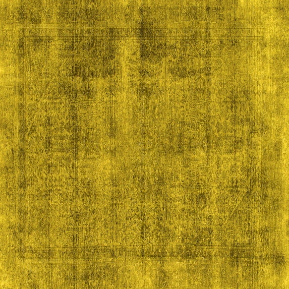 Ahgly Company Indoor Square Abstract Yellow Modern Area Rugs, 4' Square