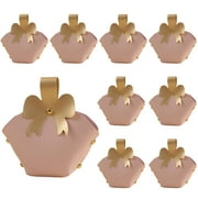CALFOVERA 10 Pack Small Party Favor Bowknot Boxes Reusable PU Leather Gift Candy Wrapping Treat Bags with Handle Pink Mini Handbags for Wedding Baptism Birthday Party Decoration Supplies DIY