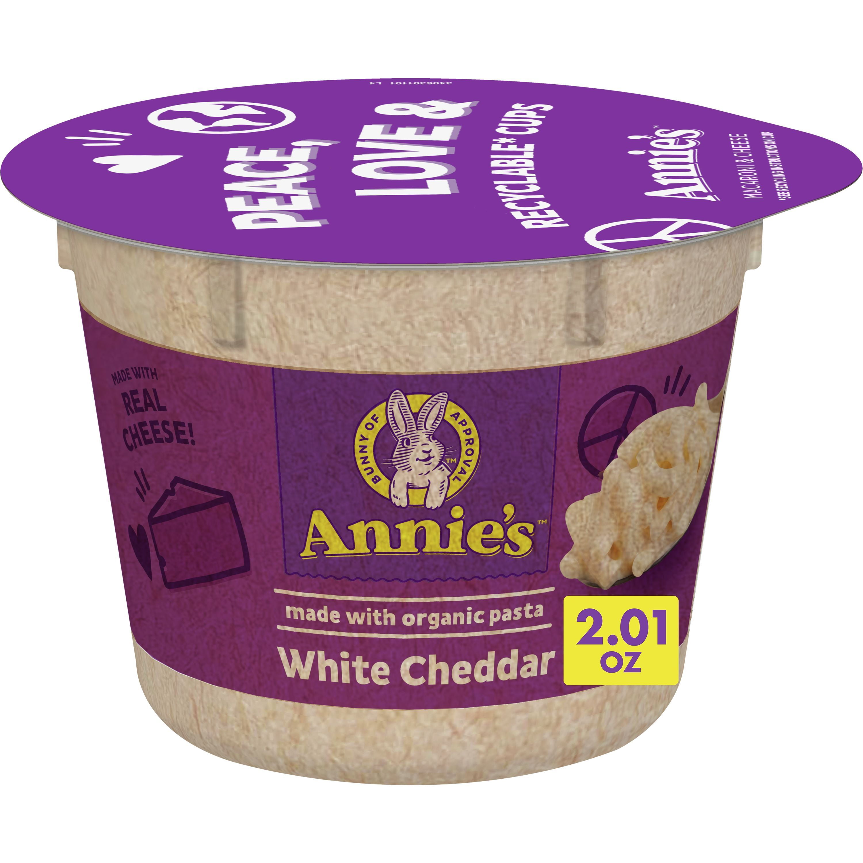 Annie's White Cheddar Macaroni & Cheese, Microwavable Cup, 2.01 oz