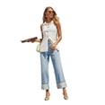 thumbnail image 2 of LYMAYTER Women Fashion Jeans High Waist Baggy Cuffed Jeans for S-2XL Vintage Straight Wide Leg Cropped Denim, 2 of 8