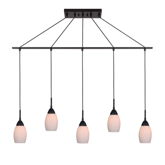 Woodbridge Lighting Venezia 5-Light Glass Linear Pendant in Bronze/Opal