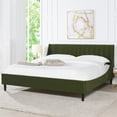 thumbnail image 6 of Aspen Vertical Tufted Headboard Platform Bed Set King Olive Green Velvet, 6 of 16