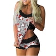thumbnail image 1 of Conjunto de pijama con pantalones cortos y camisola de encaje sin mangas con estampado de moda de lencería sexy de Navidad para mujer Fridja fhjkhfk456375, 1 of 3
