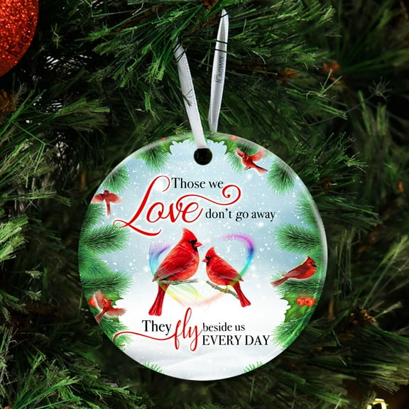 Flagwix Christmas Ornaments, Ceramic Ornaments, Cardinal Memory Sign Those We Love Don't Go Away, Christmas Decorations, Christmas Gifts - Circle, 1 Pcs