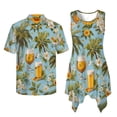 thumbnail image 4 of Psesaysky Hawaii Palm Tree Beer Print Matching Couple Clothes Set Hawaiian Luau Outfit for His or Her Sleeveless Tunic Sundress Short Sleeve Shirt Couples Matching Outfit Plus Size-3XL, 4 of 7