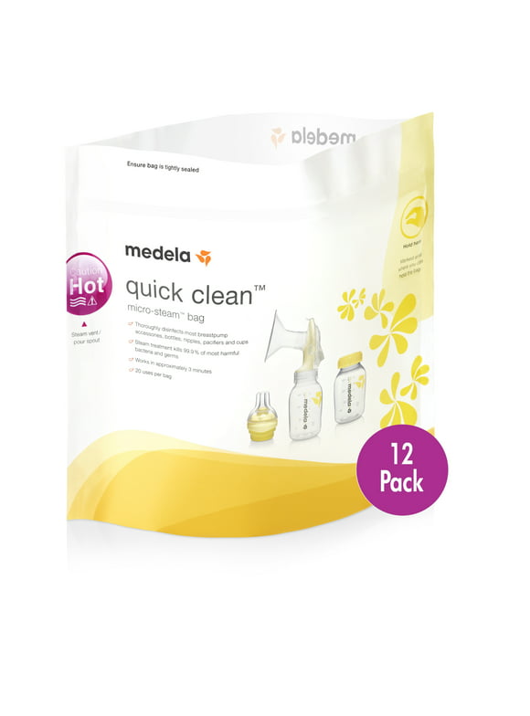 Medela Medela Quick Clean Micro-Steam Bags, 12 Count Sterilizing Bags for Bottles and Breast Pump Parts