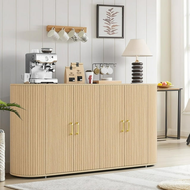 Garvee Buffet 63 Pouces avec Rangement, Buffet Moderne en Bois, Console Multimédia pour Salle à Manger, Salon, Entrée