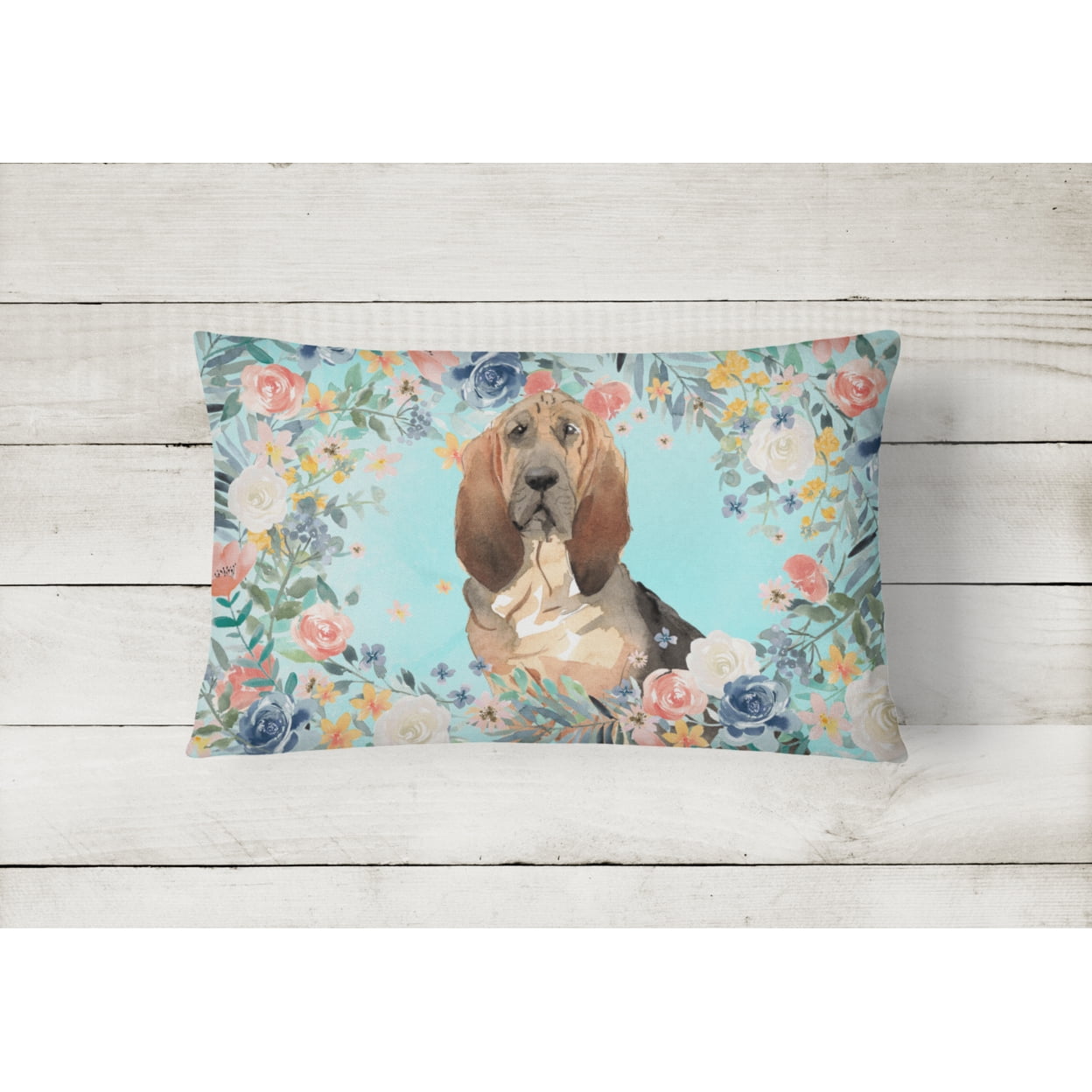 Carolines Treasures CK3434PW1216 Bloodhound Canvas Fabric Decorative Pillow 12H x16W multicolor