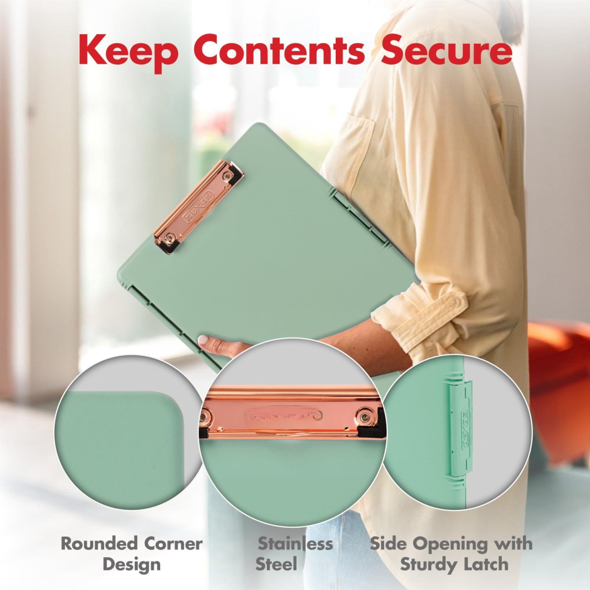 Slimcase 2 Plastic Clipboard With Storage And Side Opening  Foam Green Rose Office Supplies Clipboards To Organize Carry Store A4 Holder