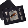 thumbnail image 2 of KuzmarK 6 oz. Stainless Steel Flask Set in Black Presentation Box -  Beagle Puppy with Blue Bandana Dog Art by Denise Every, 2 of 2
