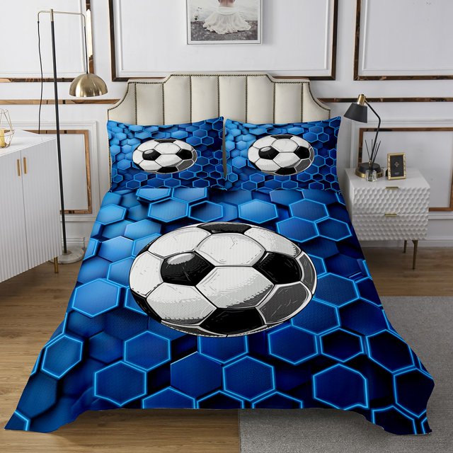 Erosebridal Football Coverlet Set King,Geometric Hexagon Bedding Set,Sport Decor,3-Piece