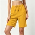 thumbnail image 7 of Summer Athletic Shorts for Women Drawstring Elastic Waist Casual Shorts Soft Cotton Knee Length Shorts with Pocket Summer Outdoor Short Pants Loose Comfort Short Bottoms, 7 of 7