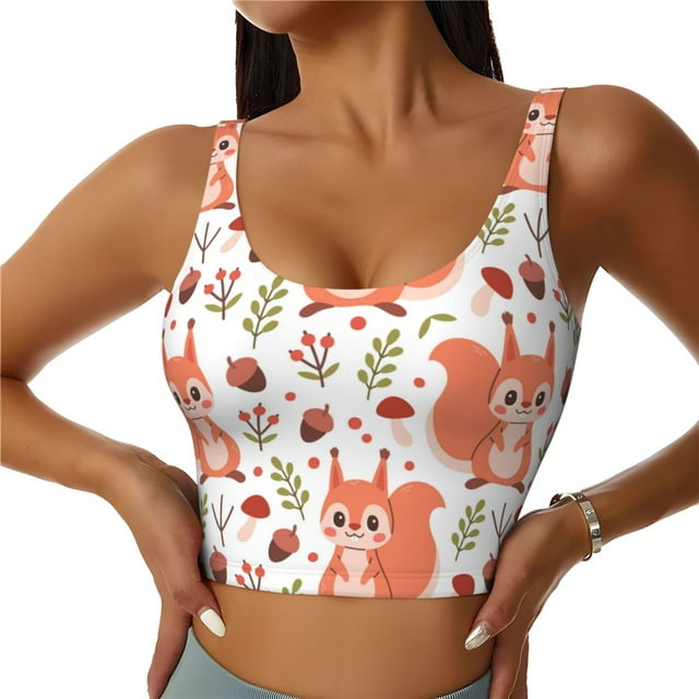 Balery Squirrel And Sujetadores deportivos con espalda cruzada para mujer, acolchados, sin costuras, de alto impacto, ideales para yoga, gimnasio, entrenamiento y fitness.-Small