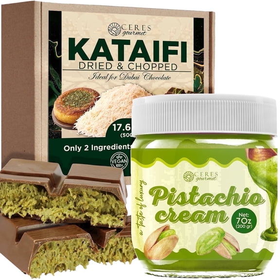 Ceres Gourmet Kataifi Shredded Fillo Dough & Pistachio Butter Spread Bundle, 500g