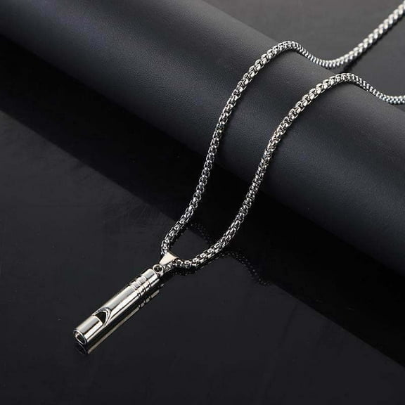 Titanium Steel Silver Whistle Necklace Can Blow Casual Unisex