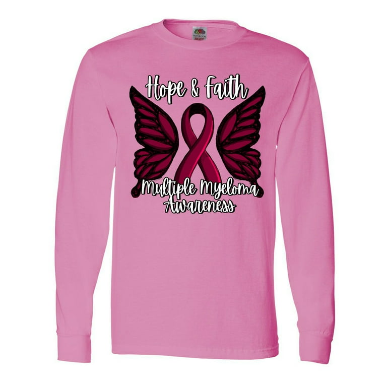 Inktastic Myeloma Cancer Awareness Hope Faith with Butterfly Long T-Shirt - Walmart.com