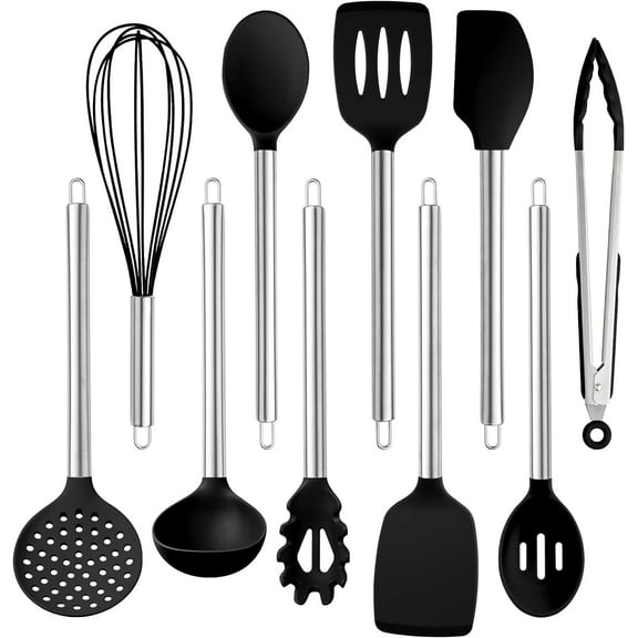 COOK WITH COLOR 10-Pc Cooking Utensils Set Kitchen Gadgets & Essentials, Black