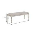 thumbnail image 5 of Katherine 48 Inch Bench with Fabric Seat and Turned Legs White - Saltoro Sherpi, 5 of 6