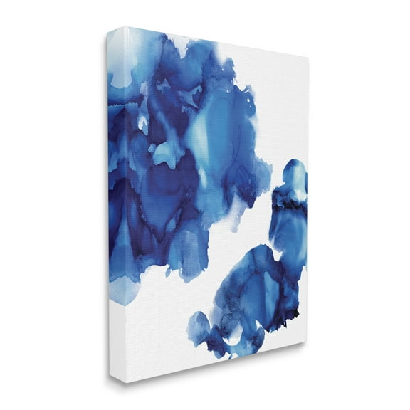 Stupell Industries Blue Ink Blot Abstraction Over White,36 x 48,Designed by Lauren Mitchell